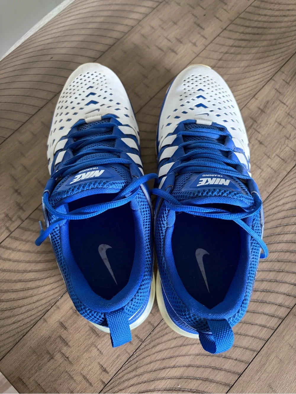 Nike Fingertrap Air Max Mens Size 11 White Blue Training Shoes 666410-400